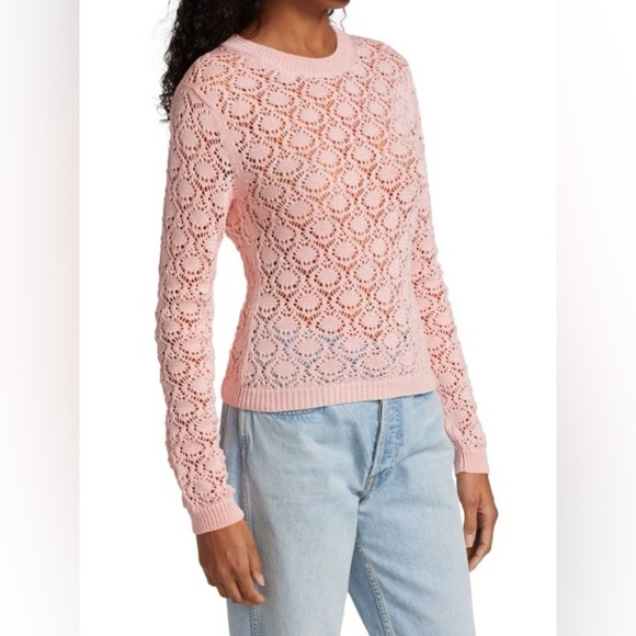 Rachel Comey Bassi Lightweight Open-Knit Pima Cotton Sweater Top XS‎ Pastel Pink - Picture 10 of 11